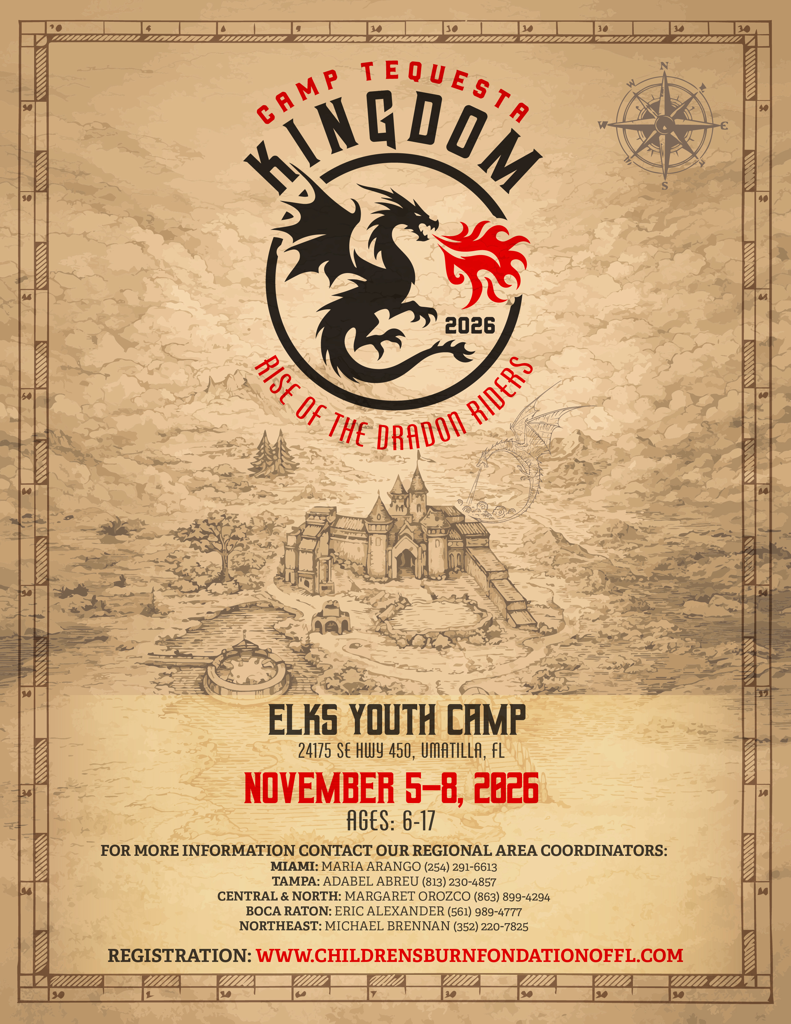 Camp Tequesta 2026 Kingdom — Rise of the Dragon Riders — November 5-8 at Florida Elks Youth Camp